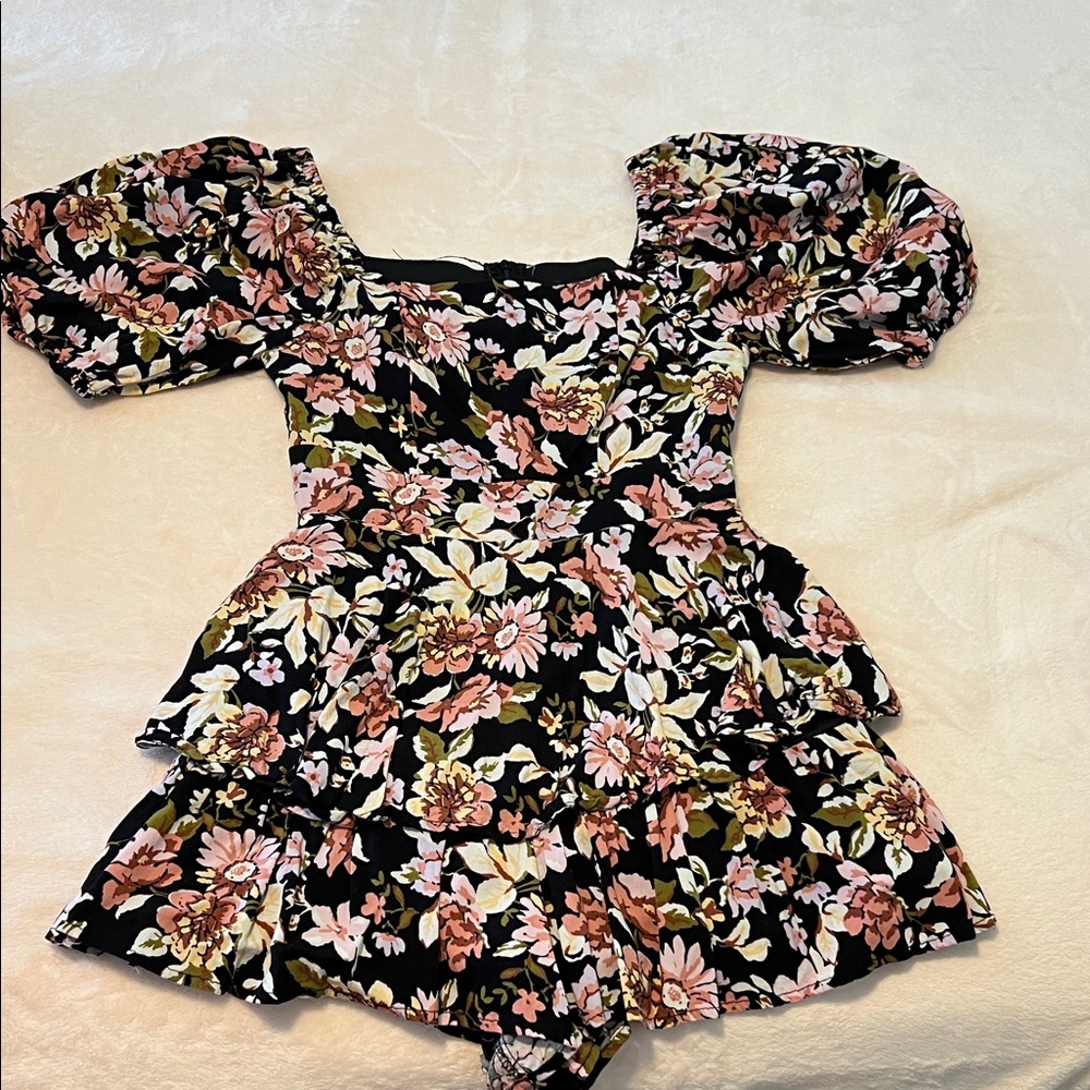 Blue Rain Black Floral Dress